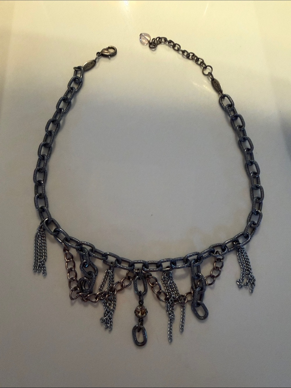 Gunmetal Chain Charm Necklace - Women's Fashion Jewelry